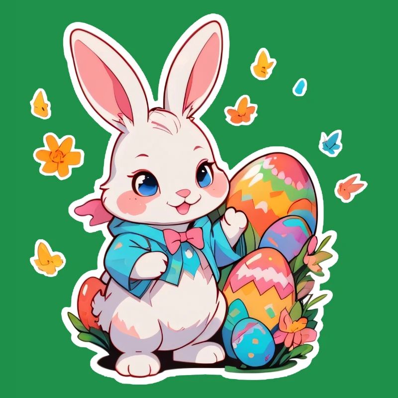 Easter Bunny with Multiple Eggs