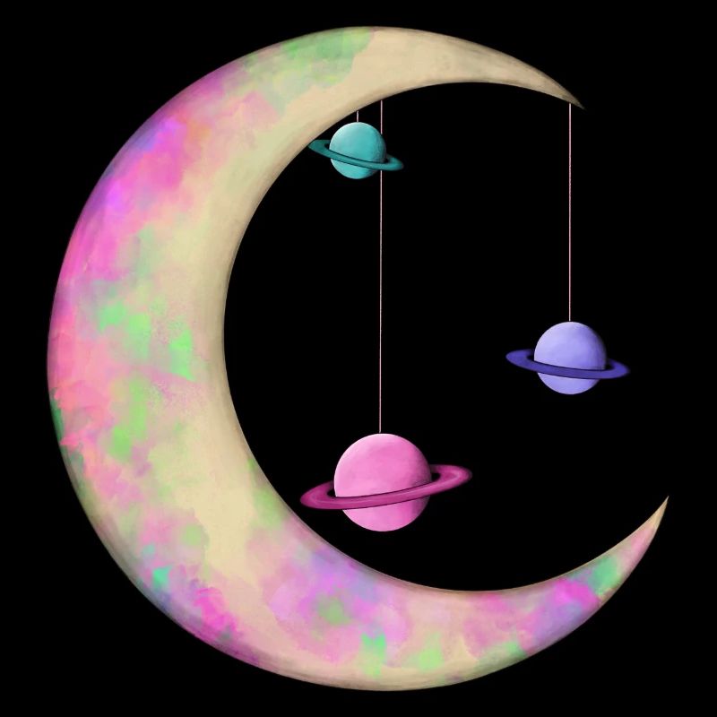 Colorful Moon with Planets