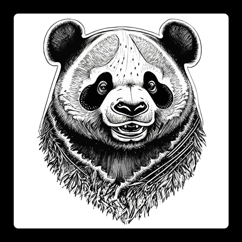 Black and White Panda Engraving