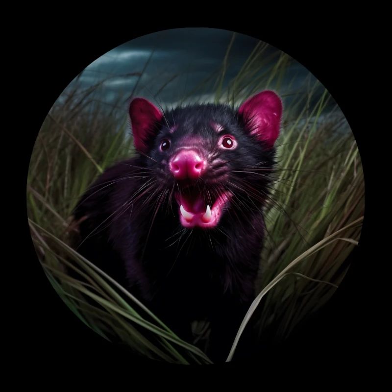 Le diable de Tasmanie dans l’herbe