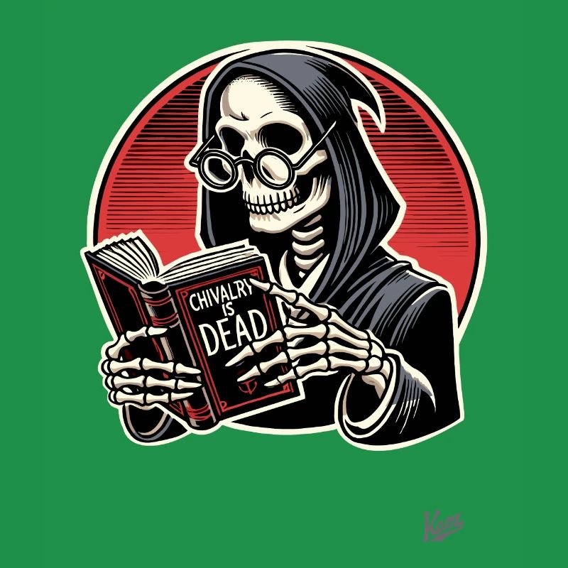 Chivalry is dead – Grim Reaper with book