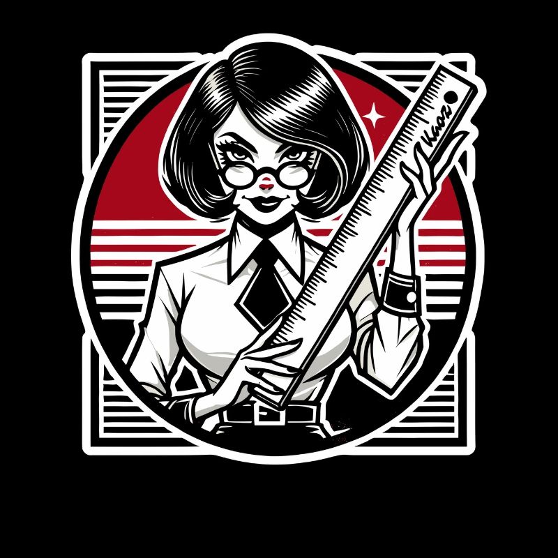 The strict cartoon teacher with ruler
