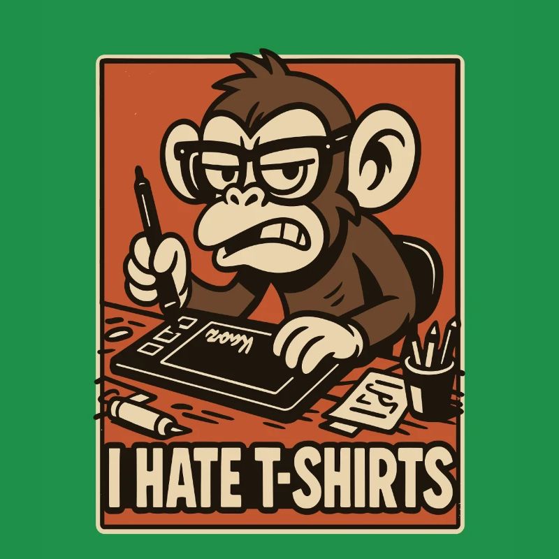 Angry monkey on drawing tablet comic style