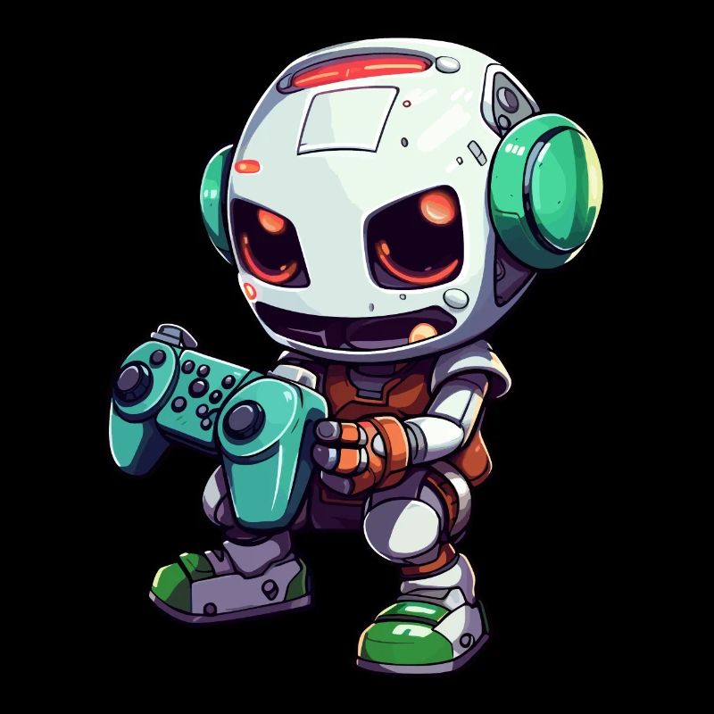 Cute Robot Player Funny Gaming Robot