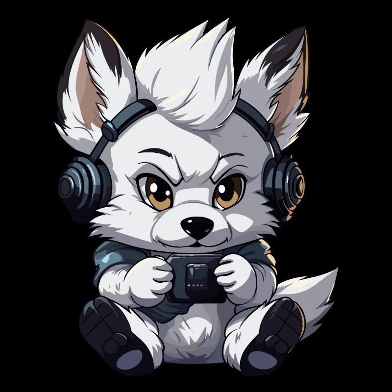 Cute Wolf Player Gaming Wolf Lover