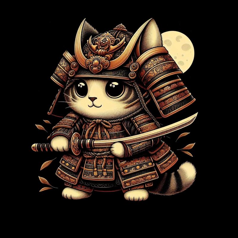 Japonais Samouraï Cat Warrior Retro Ninja