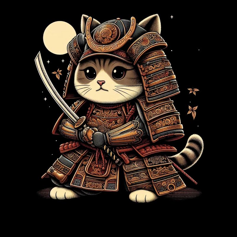 Japonais Samouraï Cat Warrior Retro Ninja