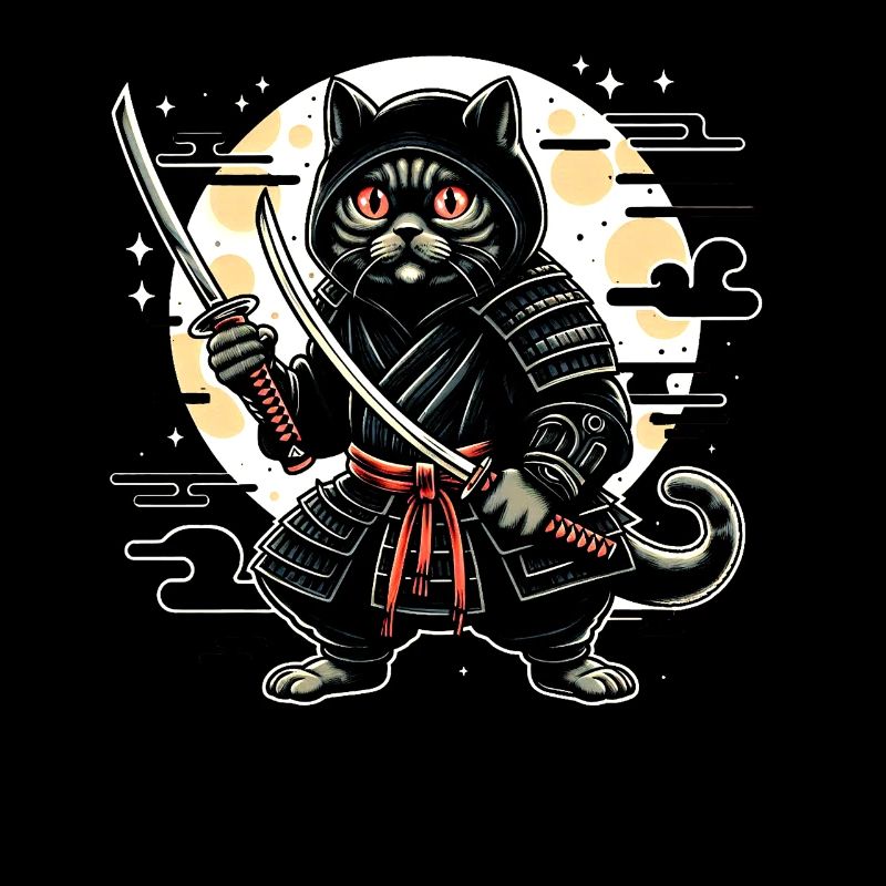 Ninja Cat Japanese Samurai Japan Kawaii Warrior