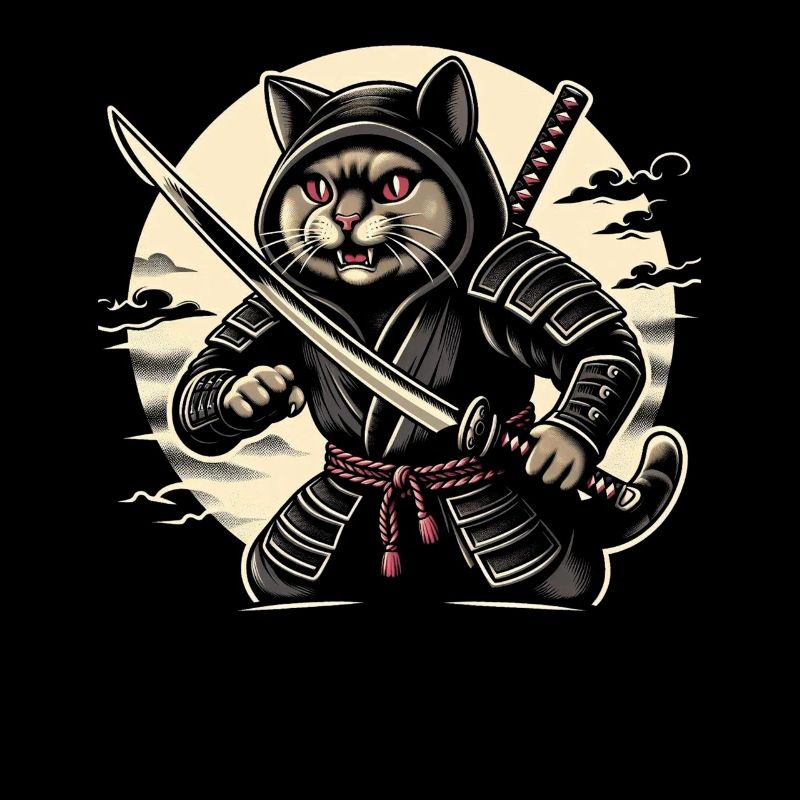 Ninja Cat Japanese Samurai Japan Kawaii Warrior