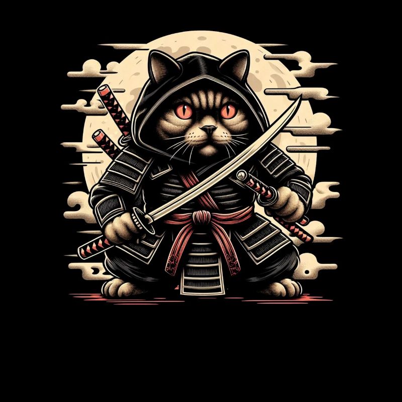 Ninja Cat Japanese Samurai Japan Kawaii Warrior