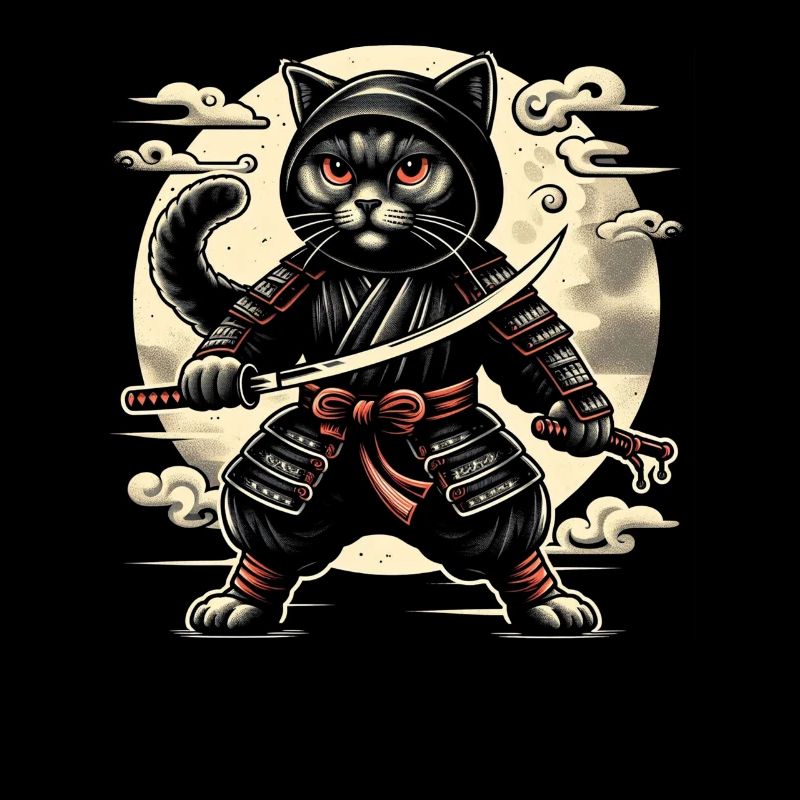 Ninja Cat Japanese Samurai Japan Kawaii Warrior