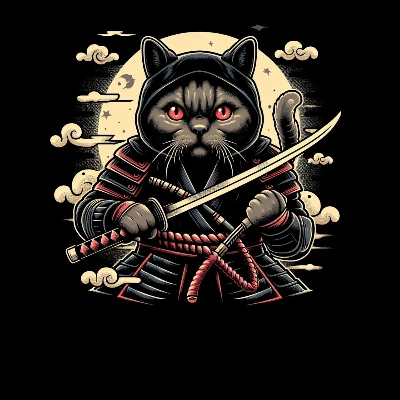 Ninja Cat Japanese Samurai Japan Kawaii Warrior