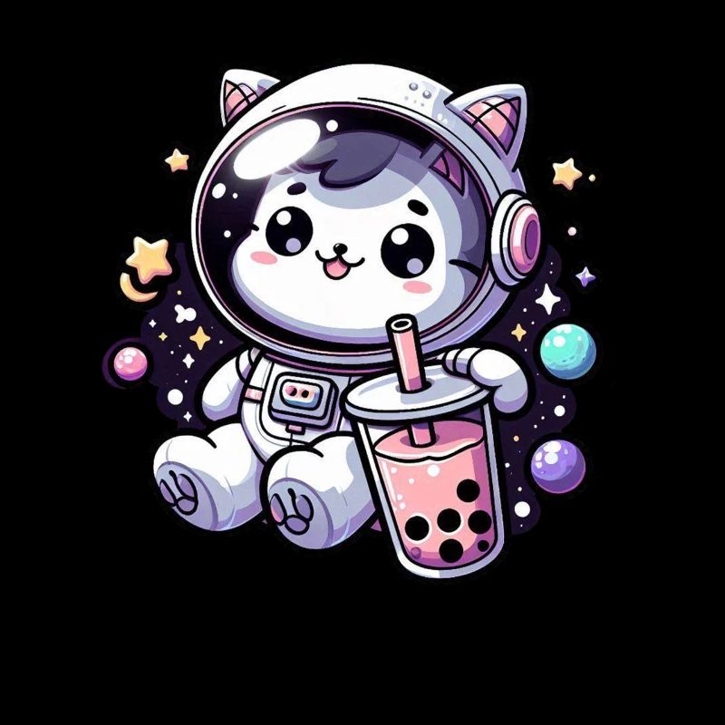 Thé à bulles Kawaii Cat Astronaut dans l’espace