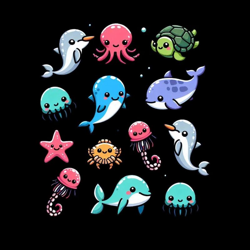 Créatures marines colorées pour les enfants Créatures marines