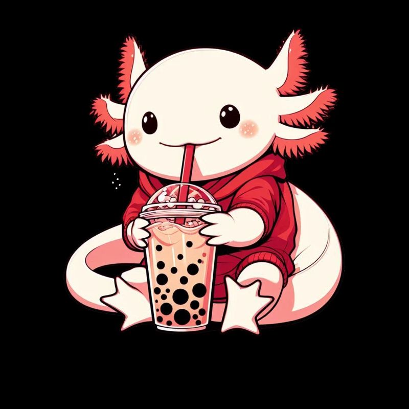 Axolotl Boba Tea Drinking Otaku Anime Lover