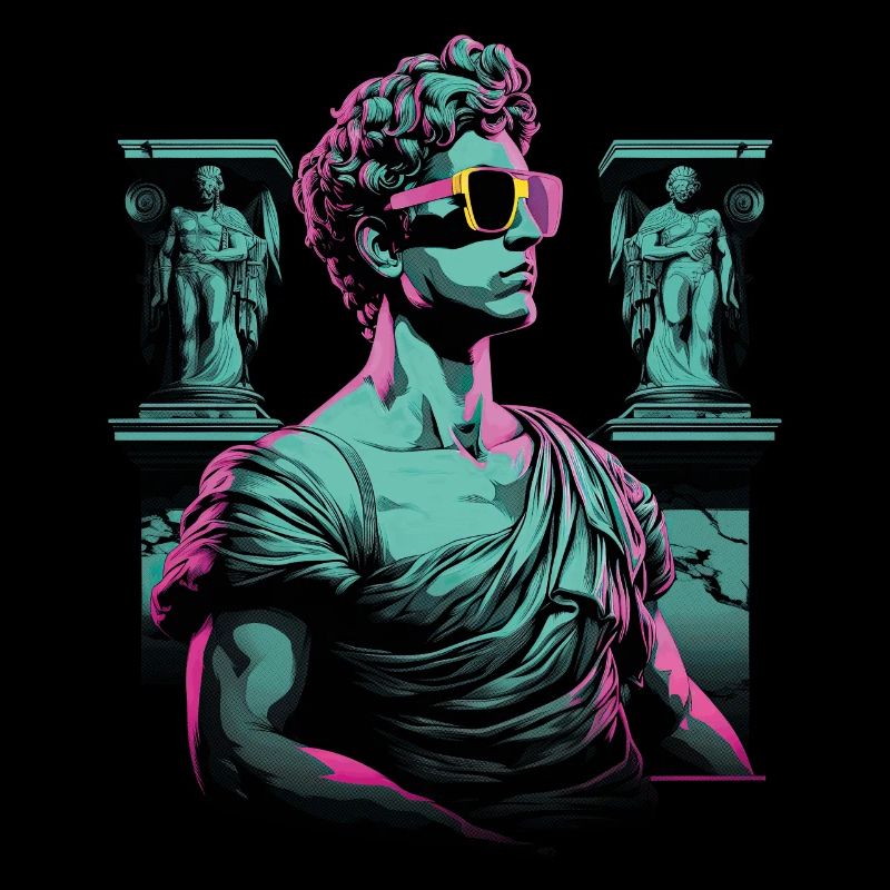 80er Klassische griechische statue Synthwave