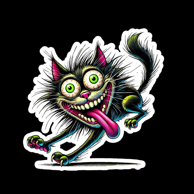 Crazy Katze Comic Stil lustiges Tier Motiv