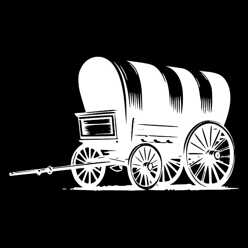 Wagon couvert avec bâche rayée