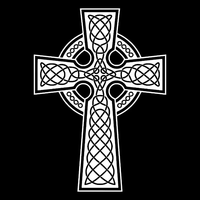 Long Celtic cross and white braided