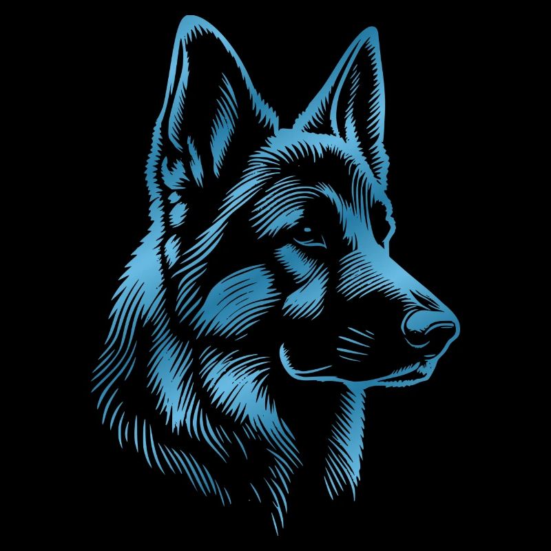 Deutscher Schäferhund Kopf blau