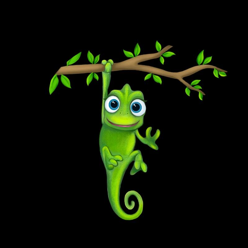 Le vert caméléon est accroché à la branche