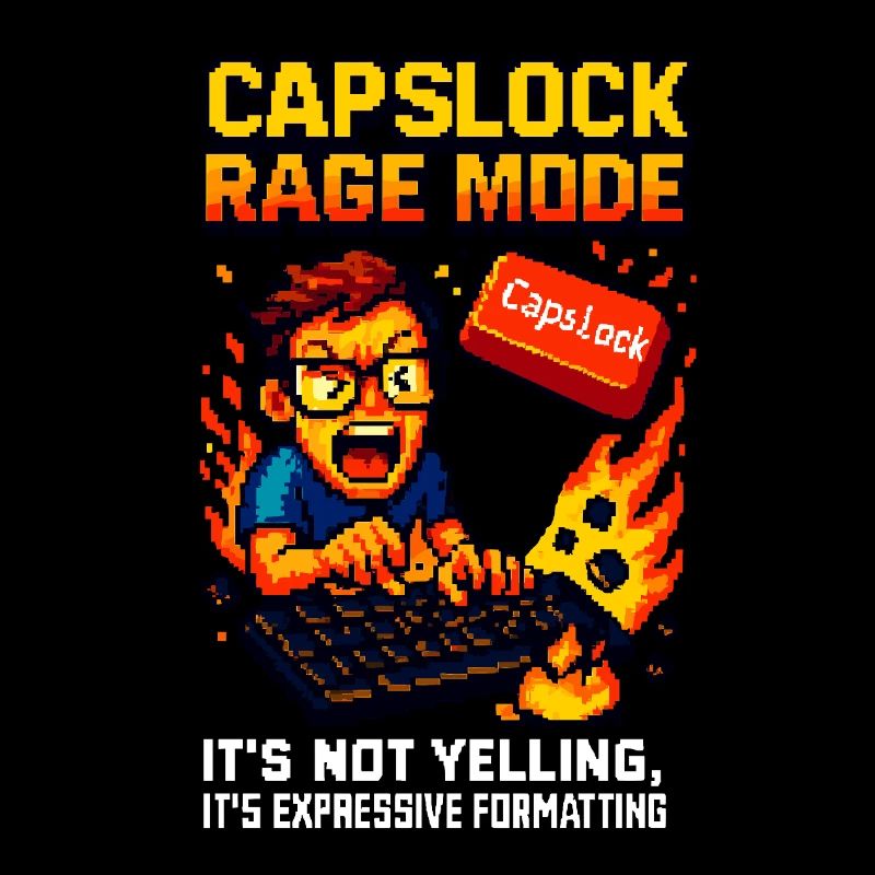 Capslock Rage Mode - Nerd de pixels en colère