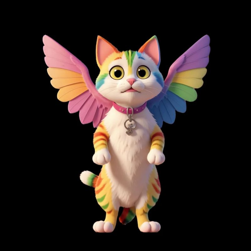 Rainbow cat with wings