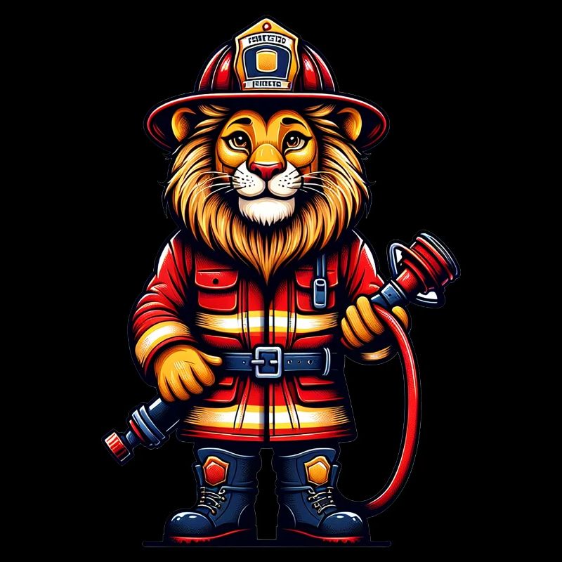 Cute Lion Firefighter