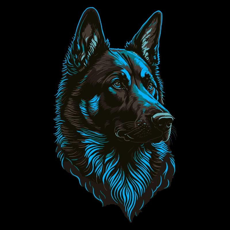 German Shepherd Head Blue