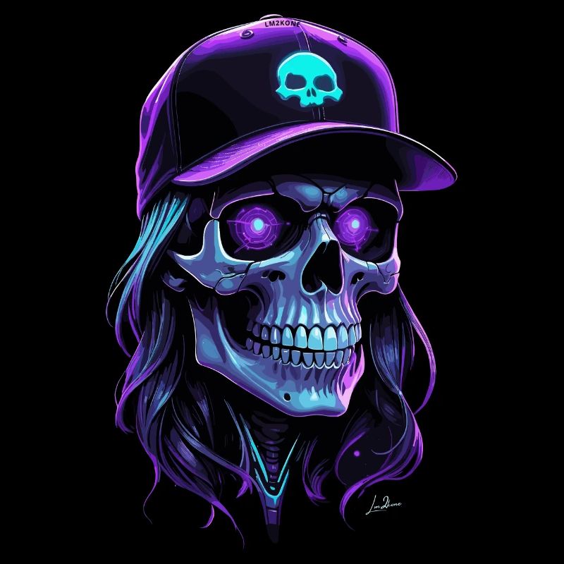 Purple Glow Skull Hippie Cap