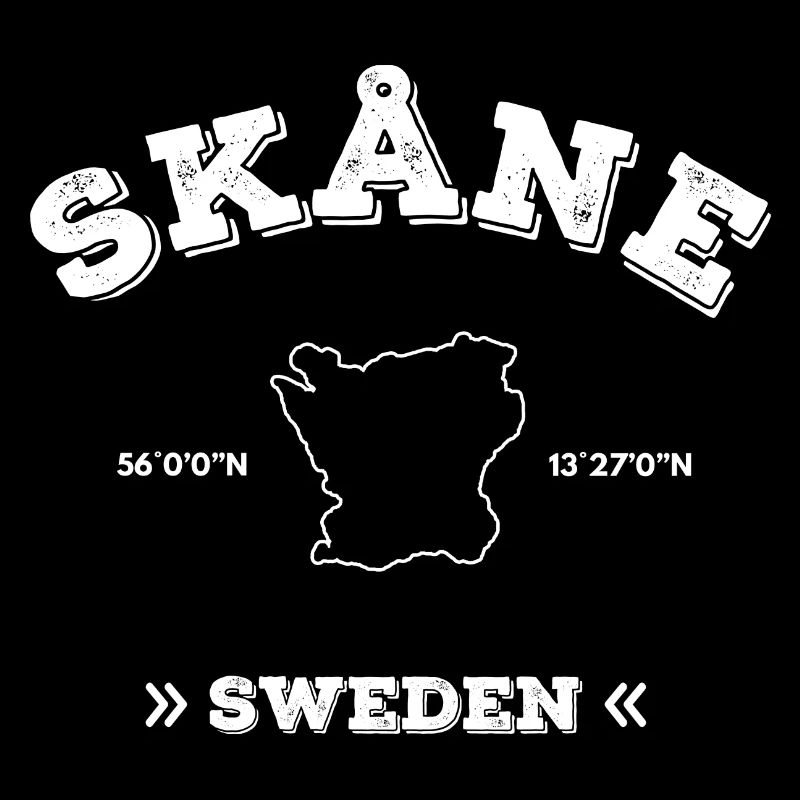 Skåne Sweden Map Simplistic With Coordinates