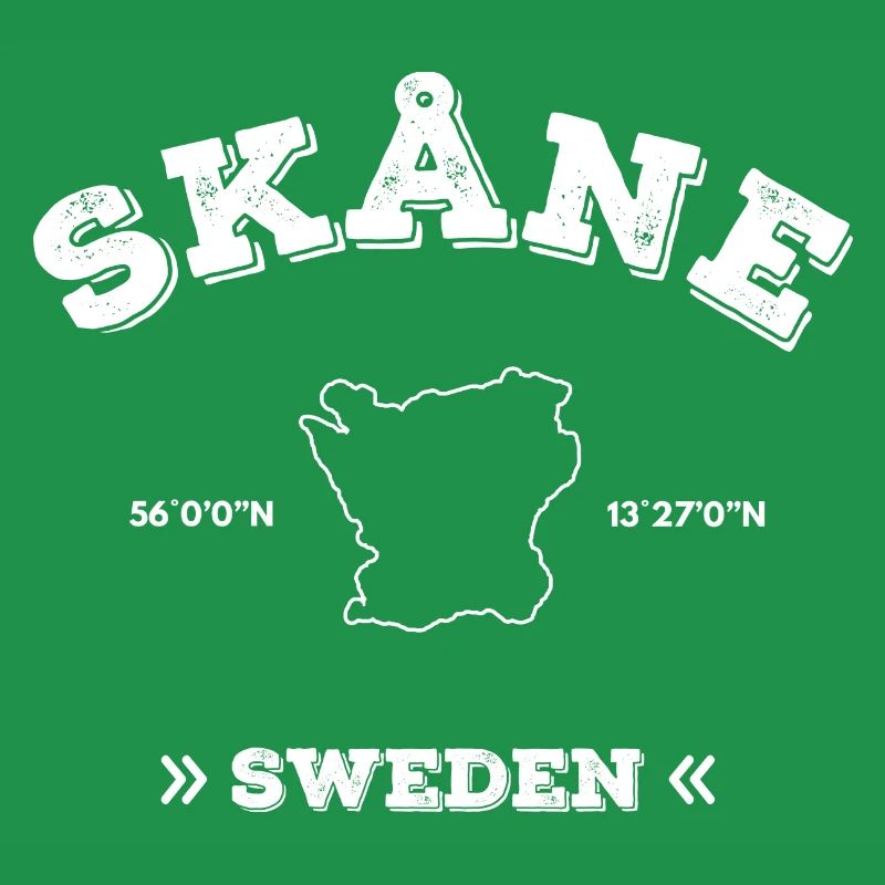 Skåne Sweden Map Simplistic With Coordinates
