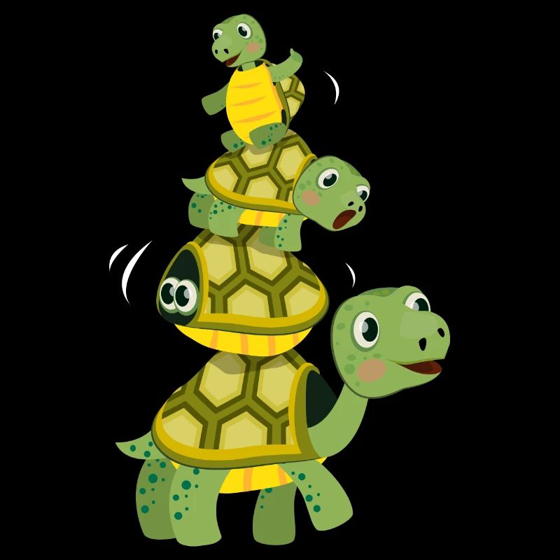 Cute colorful turtle sea creatures