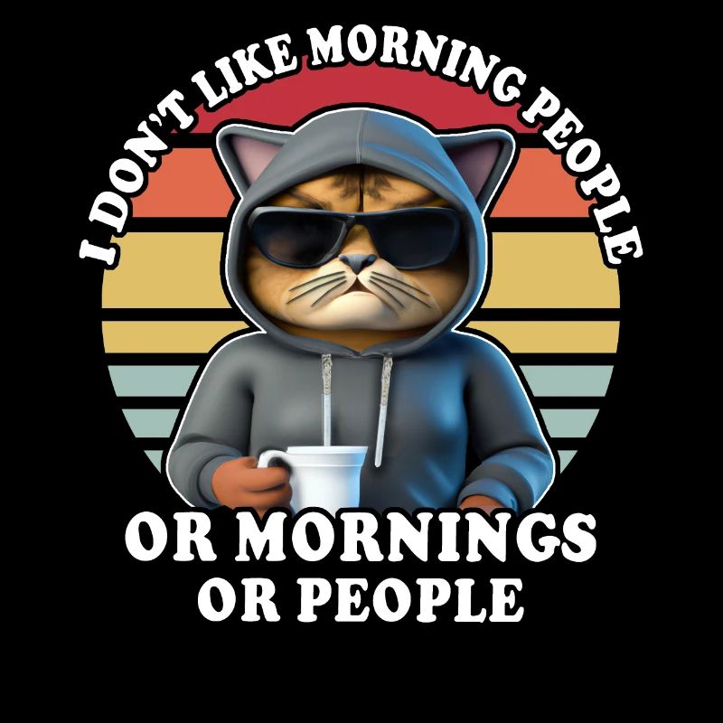 Chat boit café Grouch du matin