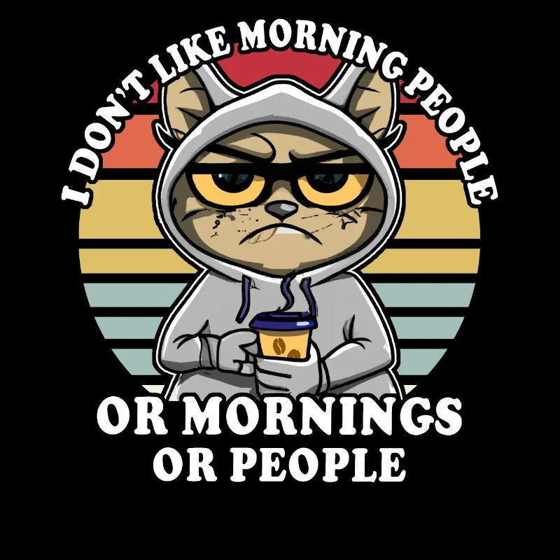 Chat boit café Grouch du matin