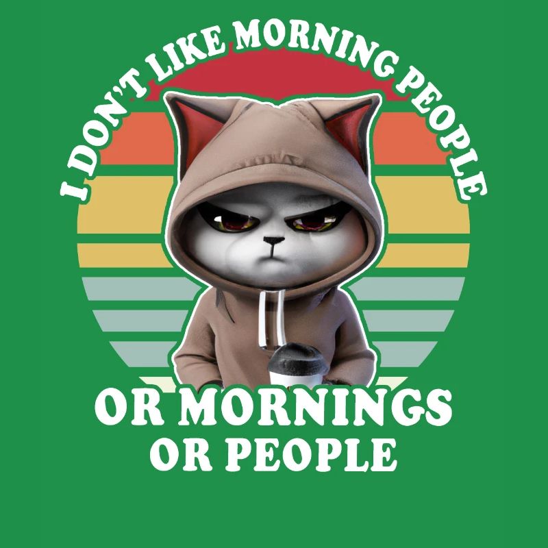 Chat boit café Grouch du matin