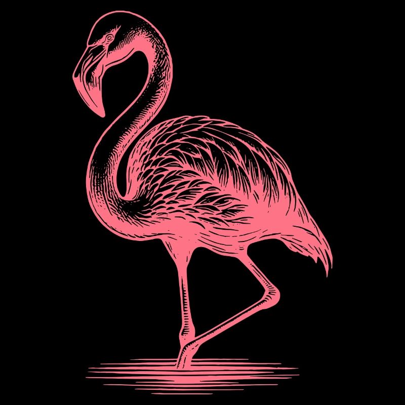 Eleganter pinker Flamingo steht auf einem Bein