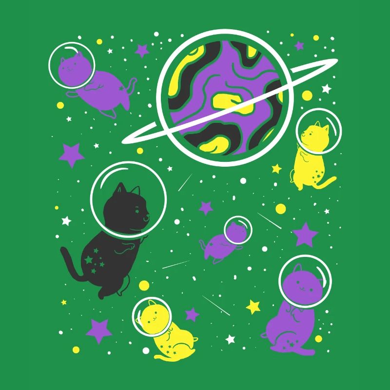 Nonbinary Pride Cat in Space