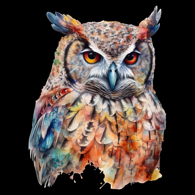 Magische Eule Bunt Tier Vogel Wald Aquarell-Stil