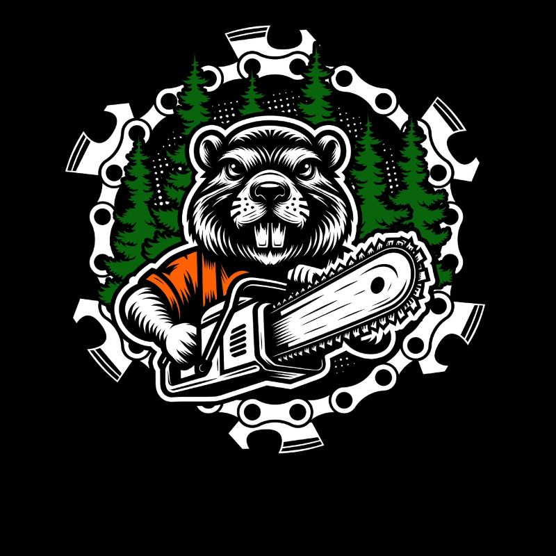 Beaver Chainsaw Lumberjack Forester Forester
