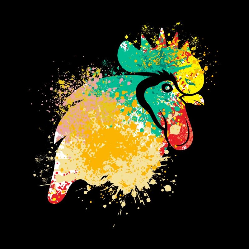 Colerfull Splash Art Farm animals chicken head