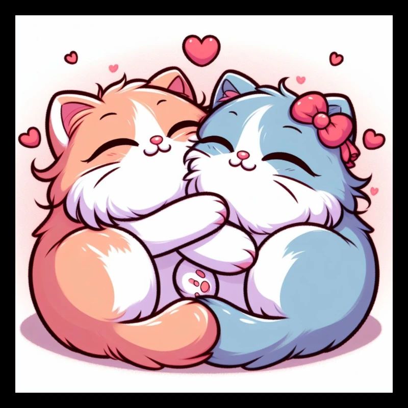 De doux chatons câlins avec des cœurs