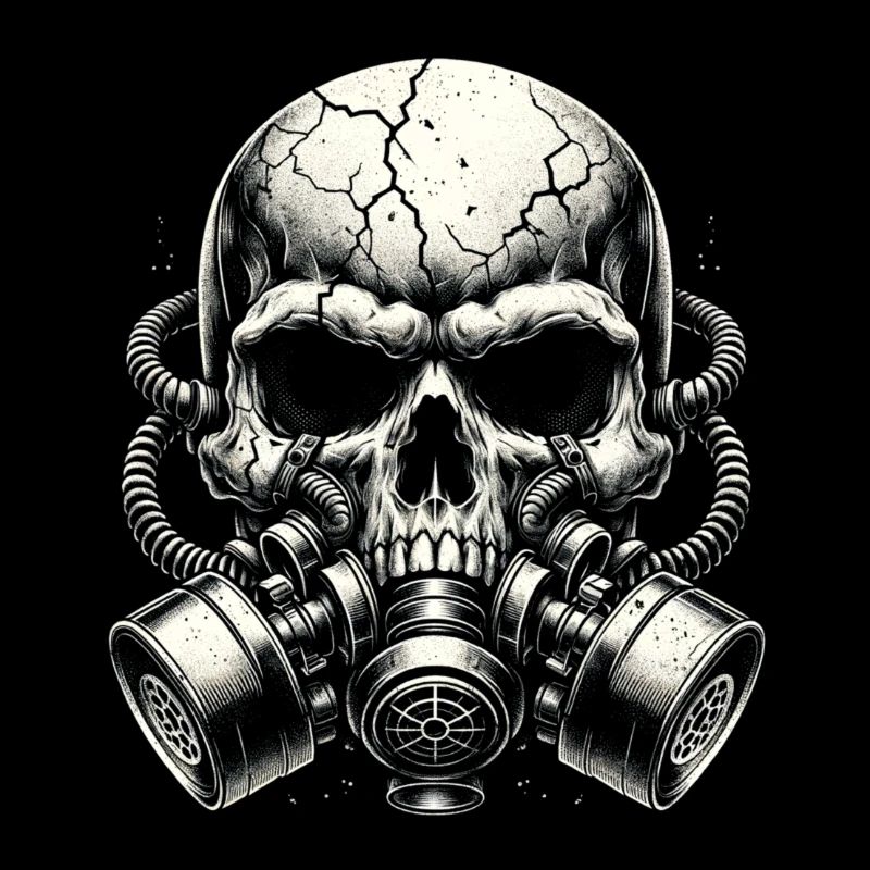 Zerbrochener Schädel mit zwei Filtern