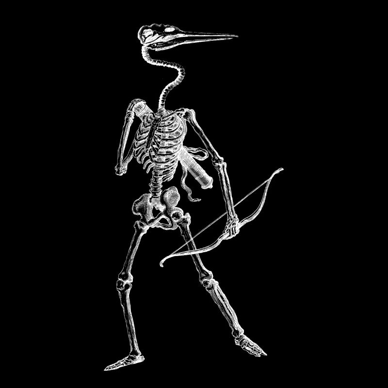 Surreal Dark Artwork - Human Bird Skeleton Archer