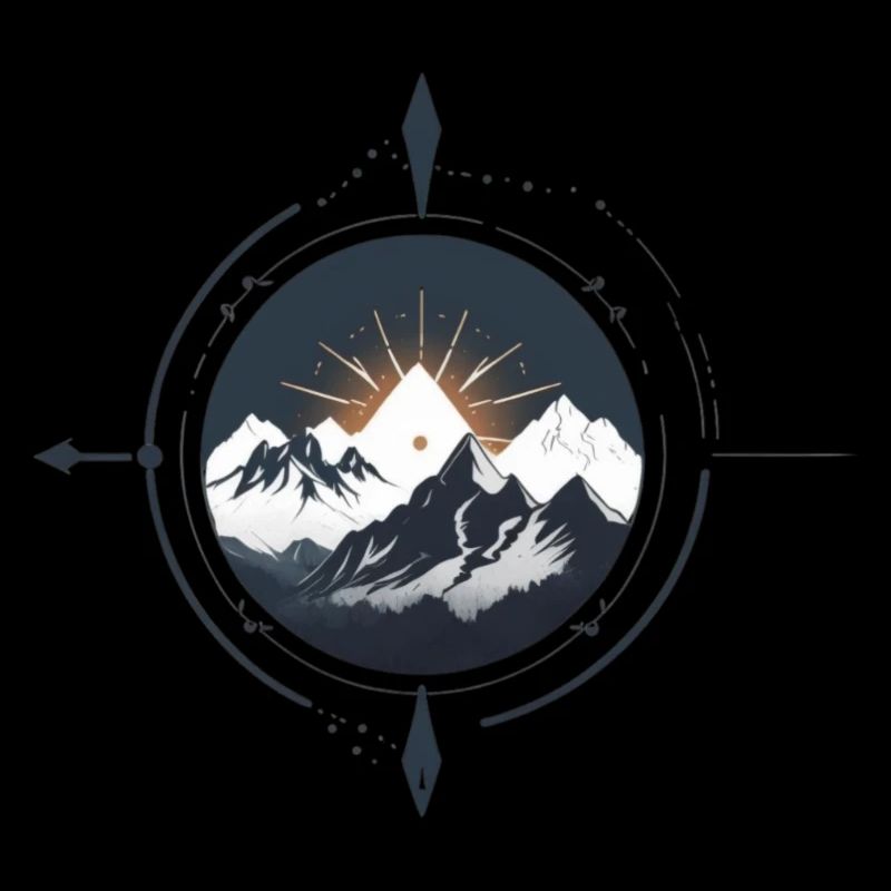 Compass with mountains for hiking
