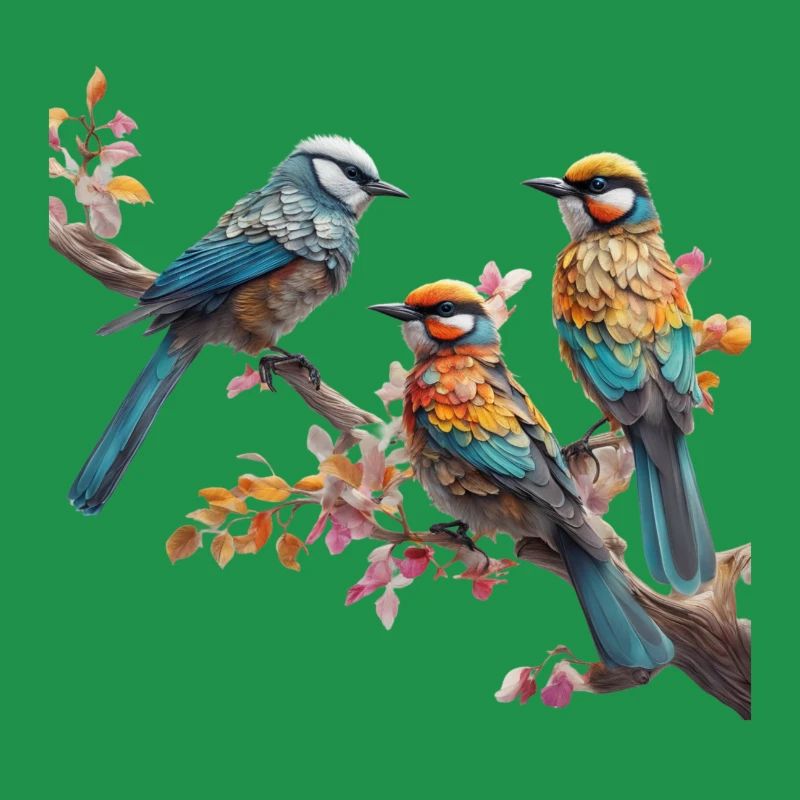 Birds Perched on a Branch