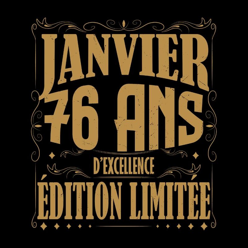 Janvier 76 ans. Cadeau 76 ans janvier anniversaire