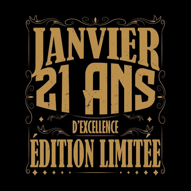 Janvier 21 ans. Cadeau 21 ans janvier anniversaire