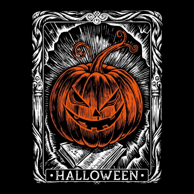 Halloween Pumpkin Tarot Card, Fall