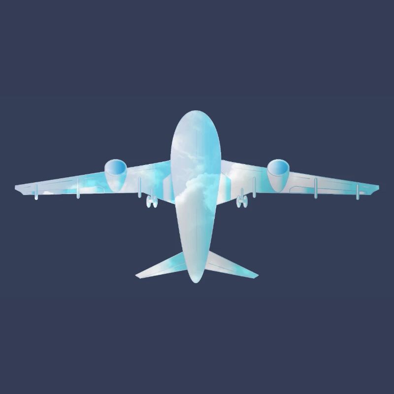 Passenger plane with cloud pattern